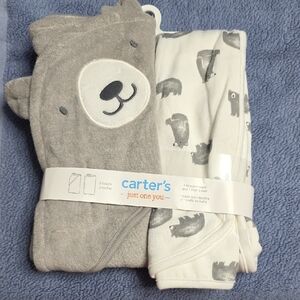 Carter's Gray Bear Hooded Towel‎ Set